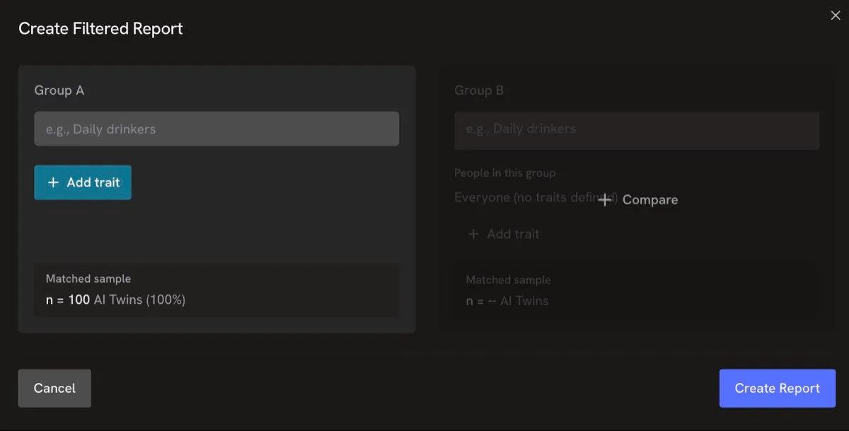 Define Group A and Group B, then compare