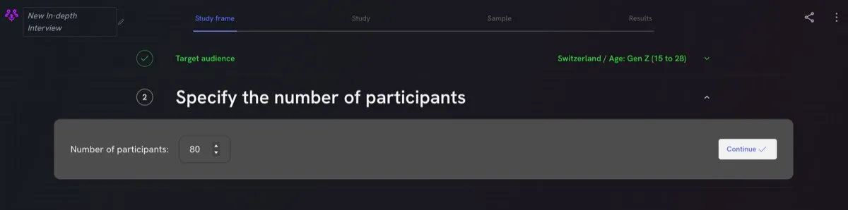 Specify the number of participants per segment